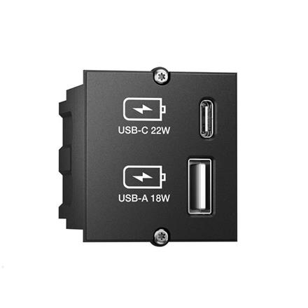 CM Einsatz USB Charger USB-A/USB-C schwarz