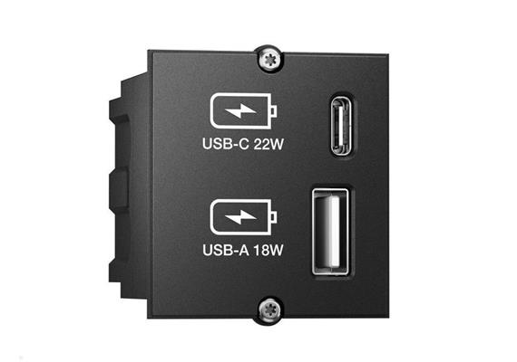 CM Einsatz USB Charger USB-A/USB-C schwarz