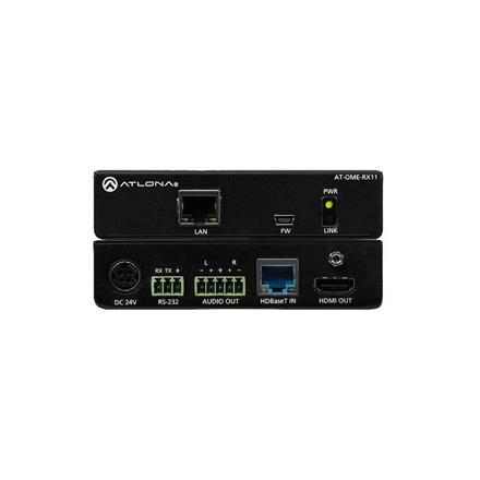 HDBaseT Receiver with Control. Audio Output, and PoE (Reverse Powering)