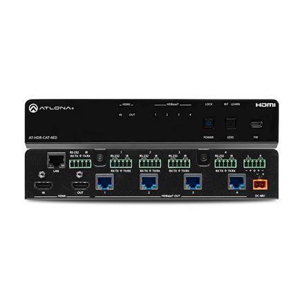 HDBaseT Verteilverstärker mit 4 Ausgängen (4K/HDR), Audioauskopplung, für Langdistanz