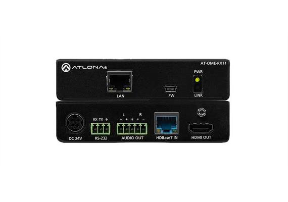 Omega 4K/UHD HDMI over HDBaseT Receiver with Control. Audio Output, and PoE (Power Source