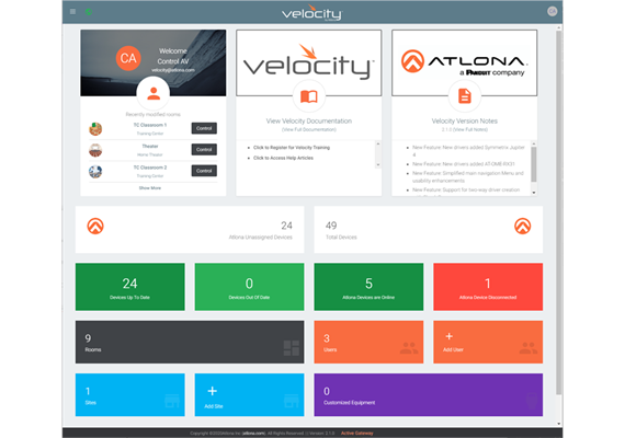 Velocity Gateway Software für 20 Räume