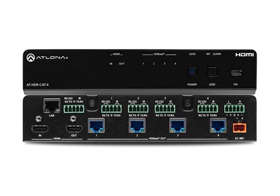 Amplificateur de distribution HDBaseT 4K HDR à 4 sorties, extraction audio, contrôle CEC