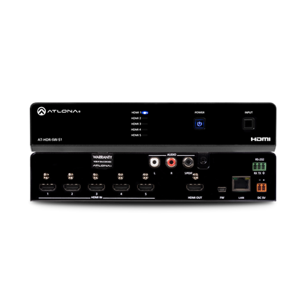 Commutateur HDMI (4K/HDR) à 5 entrées, extraction audio, CEC