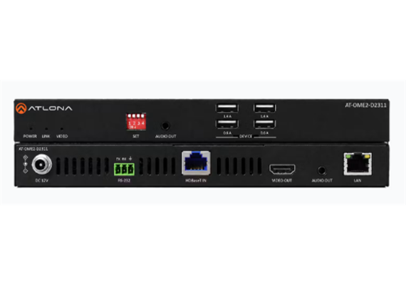 Récepteur vidéo Omega 2 HDBaseT avec HDMI et données USB