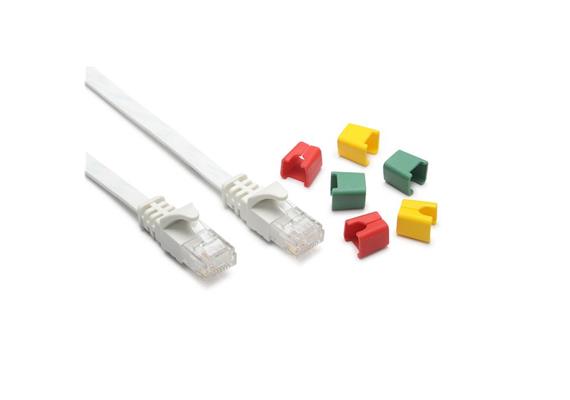CAT6A Slim-Patch U-UTP/LSZH bianco, codificabile, 2.0m