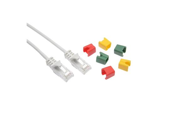 CAT6A Thin-Patch U-UTP/LSZH, bianco, codificabile, 3.0m