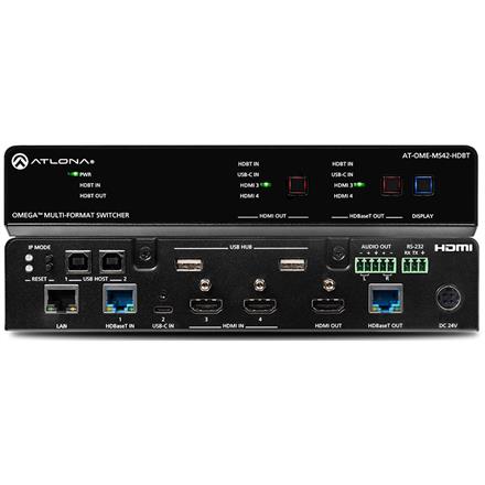 Commutatore a matrice HDMI/USB-C/HDBaseT (4K/HDR) 4×2 con uscita HDMI e HDBaseT